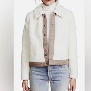 Madewell Sherpa Portland Jacket Women's Cream and Tan Size Small